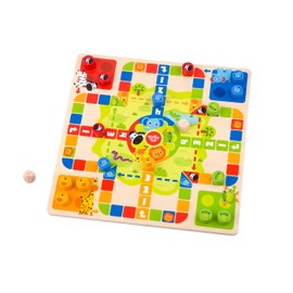 Tooky Toy 921 TY848 EA Wooden 2 in 1 Ludo/Snakes and Ladders, Multi-Coloured