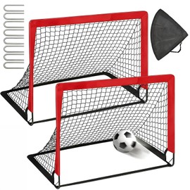 2 Set 4x3ft Soccer Goals for Backyard, Portable Foldable Pop Up Practice Soccer Net Training Equipment,Pop Up Soccer Nets with Carrying Bag & Ground Pegs, for Indoor, Outdoor, Backyard, Field, Court
