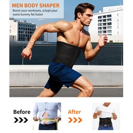 SCARBORO Waist Trainer Trimmer for Men Faja Shapewear Corset Sweat Body Shaper Girdle Tummy Control Stomach Wrap Black