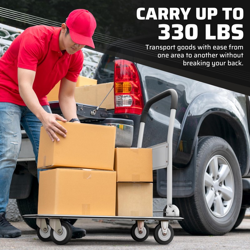 Heavy Duty Foldable Push Cart Dolly | 330 lbs. Capacity