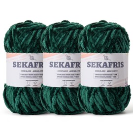 Hilo grueso y esponjoso de chenilla para ganchillo, hilos de felpa suaves para tejer a mano, voluminoso 3x100g (3x45 m) hilo para manta de bebé para ganchillo Amigurumi, hilos de terciopelo esponjoso