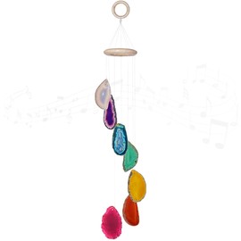 Cozy Tower Colorful Agate Wind Chimes for Outside Unique, Outdoor Home Garden Decor Geode Hanging Decorations