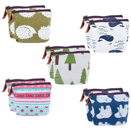 Rebanky Pack of 10 Mini Purse Small Mini Bag with Zip Mini Canvas Purse Mini Purse Canvas for Women Girls, multi-coloured, coin purses