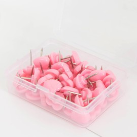 Heart Shape Push Pins - Pink & Red Heart Shape Push Pins Push Pins Push Pins Push Pins Push Pins with Box, School Office Decoration Accessories (50 Pieces Pink)