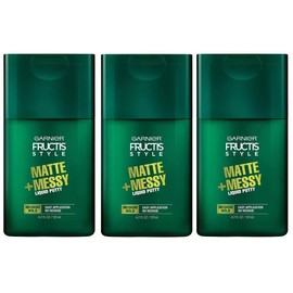 3 Pack- Garnier Fructis Style Matte & Messy Liquid Hair Putty for Men, 4.2 Ounce