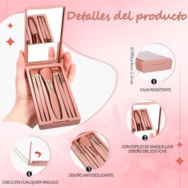 Lumbor37 Kit de Brochas para Maquillaje para Viaje Mini, Set de Brochas para Maquillaje con Estuche Espejo, Portátil para Viajes a Casa, 5 Uds