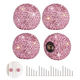 SAVORI Cabinet Knob Crystal Dresser Cupboard Drawer Wardrobe Door Knobs Bling Round Pull Handle with Screws for Home Kitchen Bathroom Office 4PCS (Pink)