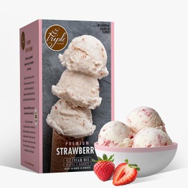 Triple Scoop - Premium Strawberry Ice Cream Mix For Ice Cream Maker. Simple, Easy, Delicious. From Gourmet Mix To Maker in 5 Minutes, Makes 2 Creamy Quarts, Made in USA (1 Pack, Strawberry)