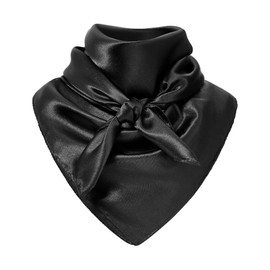 Zando Black Western Scarf for Men & Women | Cowboy Bandana in Solid Colors 35 Inch | Silk Feeling Cowgirl Neck & Head Scarf for Western Style Black