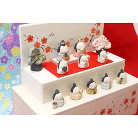 Craftsman House Hina Doll Flower Wooden Box Hina Tiers Decoration Total Length: 2.0 inches (5 cm), Female Hina 1.6 inches (4 cm)