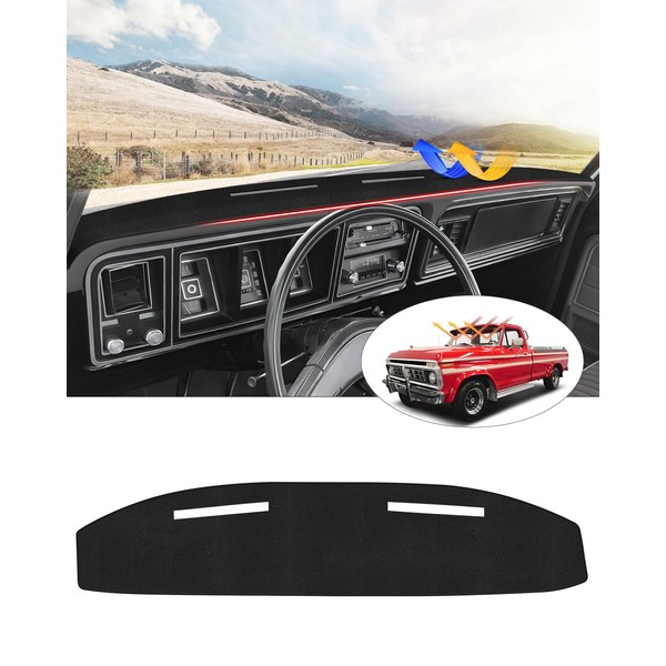 Cartist Dash Cover Compatible with Ford F100/F150/F250/F350/Bronco Pickup Truck 1973-1977