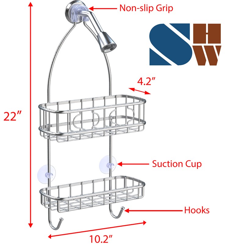 Simple Houseware Stainless Steel Bathroom Hanging Shower Head Caddy Organizer