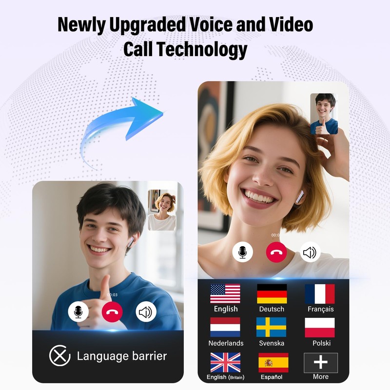 Ai Translation Earbuds Real Time, 3-in-1 Buletooth 5.3 Translator Earbuds
