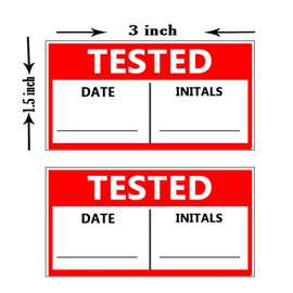 Tested Date Initials Warning Stickers Labels，1.5 x 3 Tested Stickers with Write-On Date Initials for Cosmetic Testing Warehouse Manufacturing 500 Lables per roll