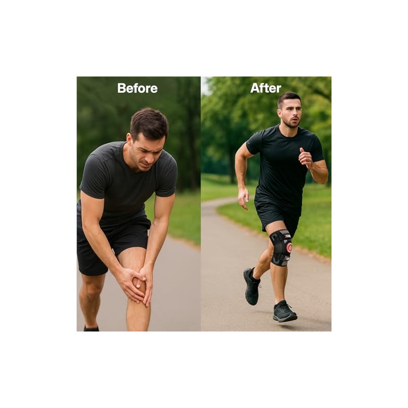 XN8 Hinged Knee Support Brace Adjustable Open Patella Anti-Slip Breathable
