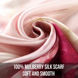 Story of Shanghai Women's Silk Scarf, 100% Silk, 20+ Colourful Luxurious Scarves, Warm & Soft, Silk Scarf, Pashmina, 53 x 170 cm - Elegant red flowers