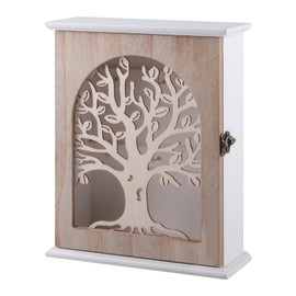 Rongxze Wooden Key Cabinet, Tree of Life Key Box with Key Hook, Vintage Decor Key Cabinet, Wooden Key Holder, Key Rack for Entrance, Hallway, Office Key Holder