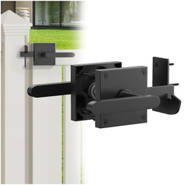 Fentiff Double Side Gate Latch, Heavy Duty Gate Latch with Handle for Outdoor Wooden Fence, Swinging Door Latch Gate Hardware for Wooden Gates, Pool Gate, Backyard, Garden, Black, (Straight Handle) ﻿