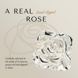 Forever Rose Silver Dipped Real Rose | Everlasting Hand Dipped Custom Laser Beautiful Forever Flower 11” to 12” + Elegant Clear Glass Vase | Hand Dipped Silver Roses for Romantic Gift