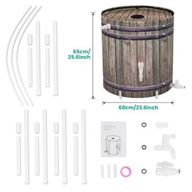 Rain Barrel,50 Gallon Collapsible Rainwater Collection with Spigots and Overflow Kit,Portable Plastic Rain Barrel with Filter, Anti-Collapse Rainwater Collection Container Woodgrain
