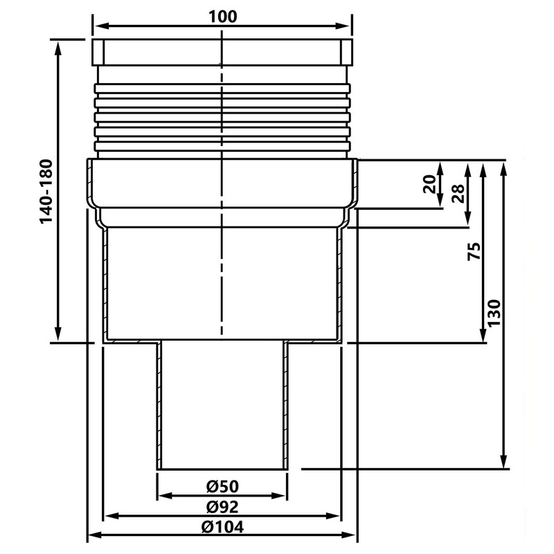 Regulated Height Bottom Outlet 100x100mm Floor Ground Waste Drain Gully