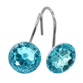 MitoVilla 24 Pcs Set Teal Blue Shower Curtain Hooks, Metal Shower Hooks for Turquoise Shower Curtain & Liner, Aqua Rust Proof Shower Rings for Curtain and Shower Rod