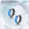 Small Opal Hoop Earrings for Men Women 925 Sterling Silver