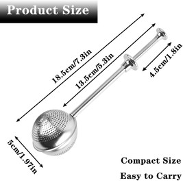 Powdered Sugar Shaker Duster, Flour Sifter for Baking, Baker's Dusting Wand Dispenser with Spring-Operated Handle One-Handed Operation, Stainless Steel Spices Sugar Strainer Steeper Tea Balls