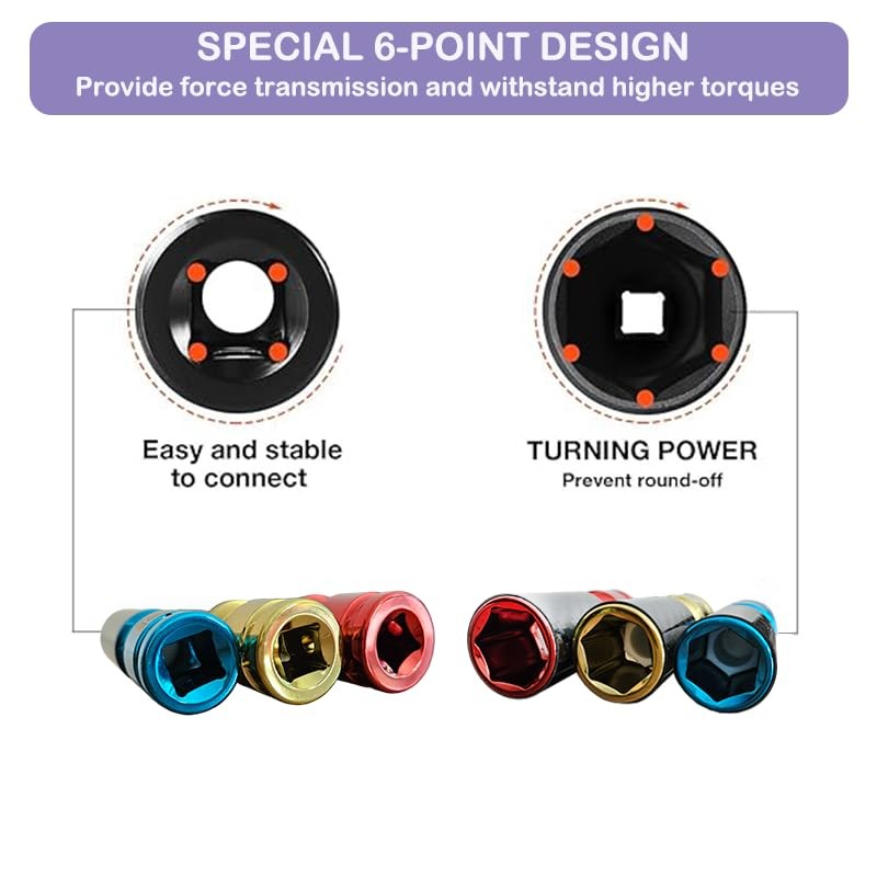 RS ONE 3 PCS Carbon Fiber Lug Nut Socket Set,