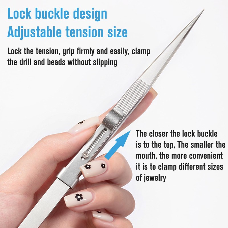 3Pcs Piercing Ball Grabber Tool Set Stainless Steel Diamond Tweezers
