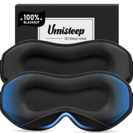 Umisleep Pack of 2 Sleeping Masks for Side Sleepers, 100% Light Blocking 3D Sleeping Glasses for Women & Men with Soft & Comfortable Fit and Adjustable Strap, Ideal for Travel & Aeroplane
