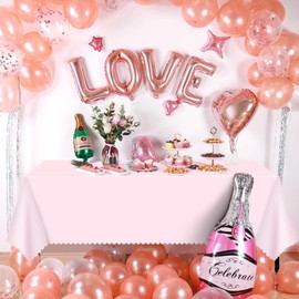 6 Pcs Pink Tablecloth 54X108 Inch Plastic Light Pink Table Cloths for Parties Disposable Scalloped Edge Table Cover Waterproof Rectangle Princess Table Cloth for Baby Shower Birthday Wedding Decor