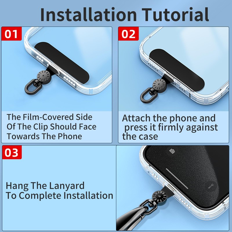 saxsion Cell Phone Lanyard Tab，Reliable TPU Material Phone Tether Tabs，Universal
