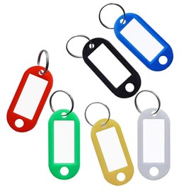 SENHAI 12 pcs Wristband Keychains & 6 pcs Key Tags, Plastic Coil Stretch Elastic Spring Spiral Bracelet Key Ring Gym Pool ID Badge, Plastic ID Tags Label Window Keychain Pet Luggage Bag