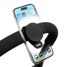Stroller Phone Holder Universal Phone Holder for Stroller Strong Magnetic Phone Holder with Adjustable Strap, Stable and Safe, Compatible with Fitness Equipment, Strollers, Shopping carts, Black
