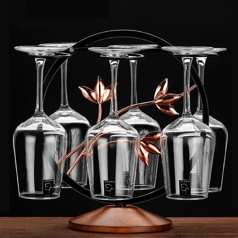 INMTIE 6-Hook Metal Wine Glass Holder Countertop Stemware Rack Tabletop