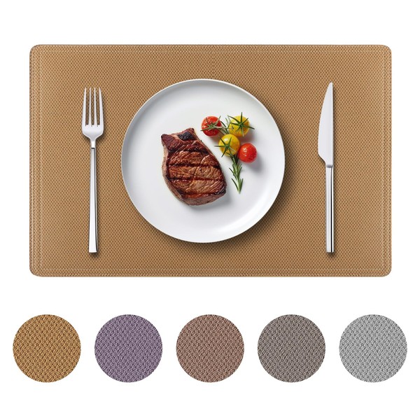 Set of 4 Woven Placemats Waterproof Wipeable Table Place Mats