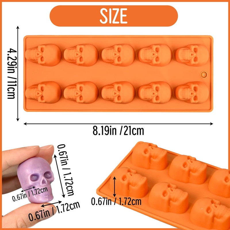 VvLons Skull Chocolate Molds, Set of 4 Halloween Skull Head