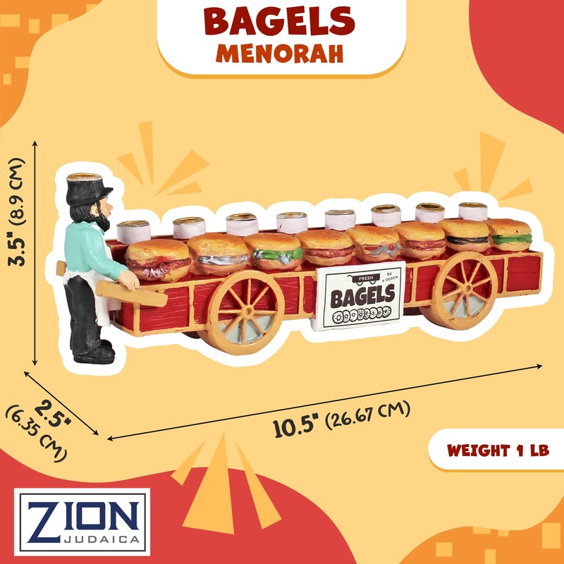 Zion Judaica Bagels and Lox Menorah - Merchant and Sandwiches