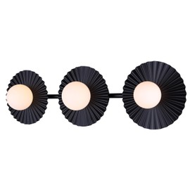 Moon Bay 3-Light Vanity Light – Modern Matte Black Vanity Fixture with Round Opal Glass Globes, Easy Connect, Ideal for Above Mirror Lighting, Bathroom, Makeup, Grooming, 28.5-Inch