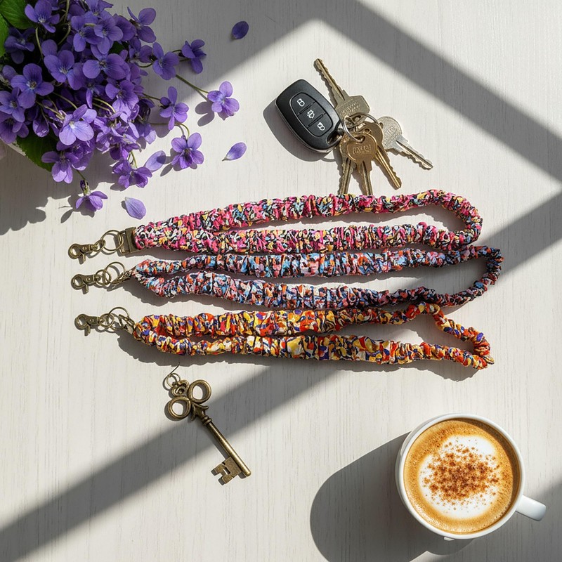 GIYAWA 3 Pcs Scrunchie Lanyards for ID Badges and Keys,