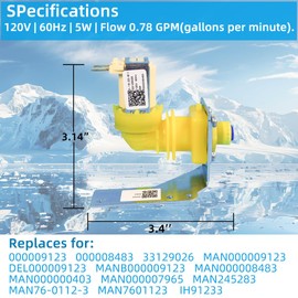 000008483 000009120 000008487 33129026 IH9123 Ice Machine Water Inlet Valve Assembly 120V, 60Hz, 5W for Manitowoc Ice Machine Parts Freezer Inlet Valve