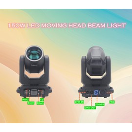 BORYLI 150W Moving Head Stage Light,12 Patterns 8 Colors Bean/Rainbow Stage Effect 6+12 Prism DJ Light for Disco Party Show