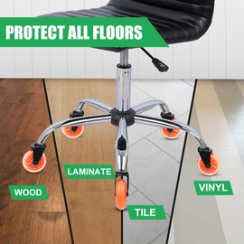 Office Chair Caster Replacement Wheel for Hardwood Floor and Carpet, Heavy Duty Universal Floor Safe Caster Set of 5,Rubber Wheels Office Chair to Replace Office Chair mats,fits 98% Chairs