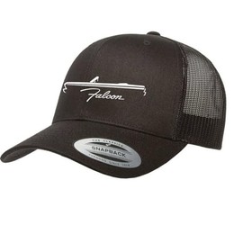 Maddmax Car Art 1964 1965 Ford Falcon Convertible Fully Embroidered Yupoong 6606 Snapback Trucker Fitted Cap Black, Small-X-Large