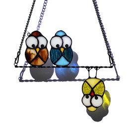 EPOGIFTS Owl Bird Gifts for Bird Lovers Stained Glass Suncatchers for Windows,Bird Decor Stained Glass Window Hangings,Owl Ornament Housewarming Gifts Owl Gifts for Women Owl Lover
