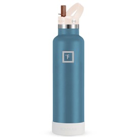 IRON °FLASK Camping & Hiking Hydration Canteens - Narrow Straw Lid & Boot - Leak Proof Vacuum Insulated Stainless Steel - Hot & Cold Double Walled Sports Water Bottle - Desert Oasis, 24 Oz