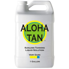 ALOHA TAN – VERY DARK - Spray Tan Solution - Gallon - Sunless Self Tanning Liquid for Airbrush or HVLP System + INCLUDES: Applicator Mitt, Application Gloves, Best Fake Tanner Lotion Mousse Sample