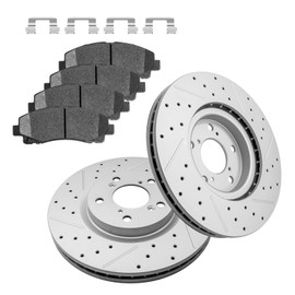 Fraxle Front Drilled & Slotted Disc Brake Rotors and Ceramic Brake Pads kit for