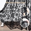 SD SDLIVING Black Lace Shower Curtain with Tassels,Luxury Floral Sheer